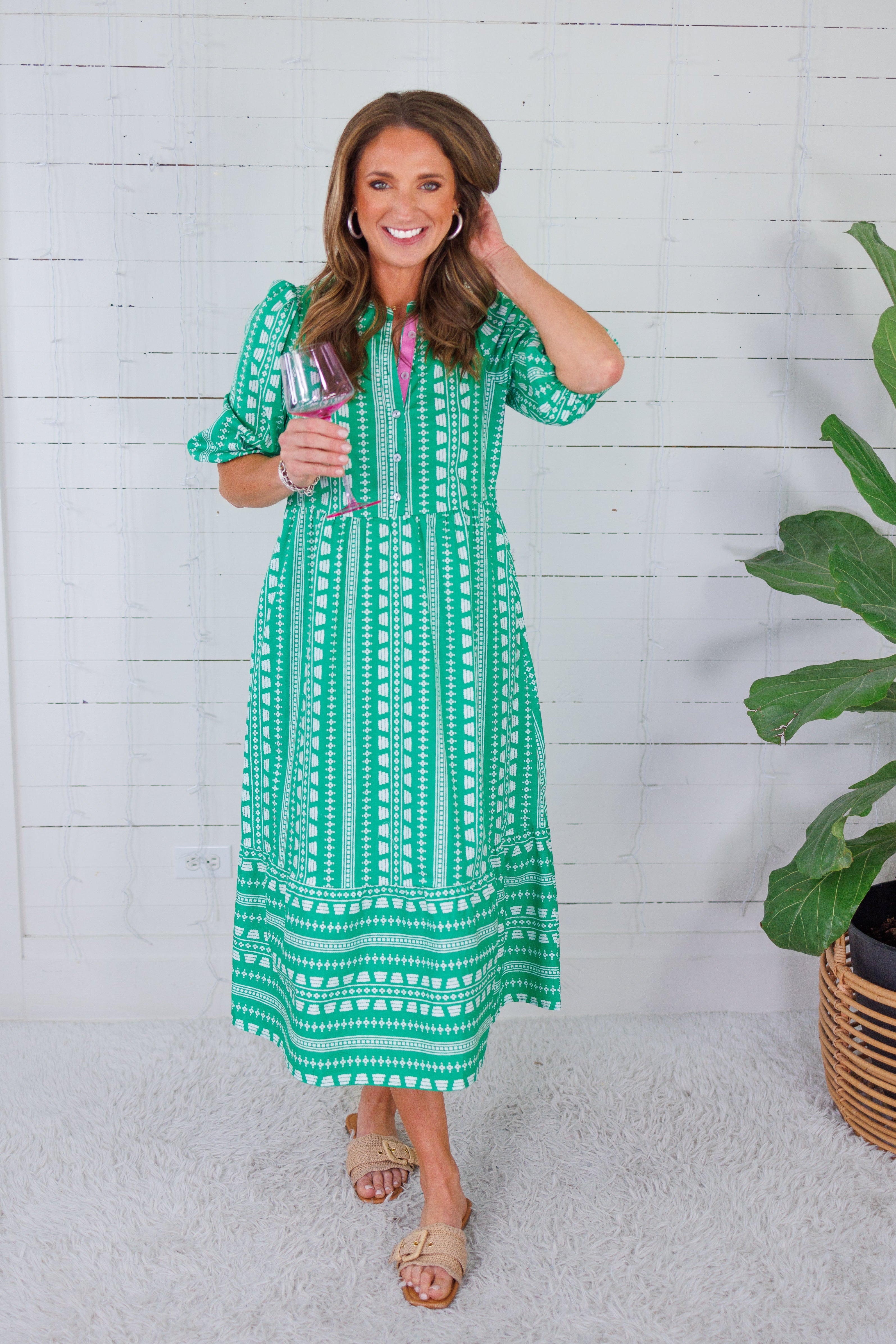 Riley Heritage Stitch Green Maxi Dress Mary Square
