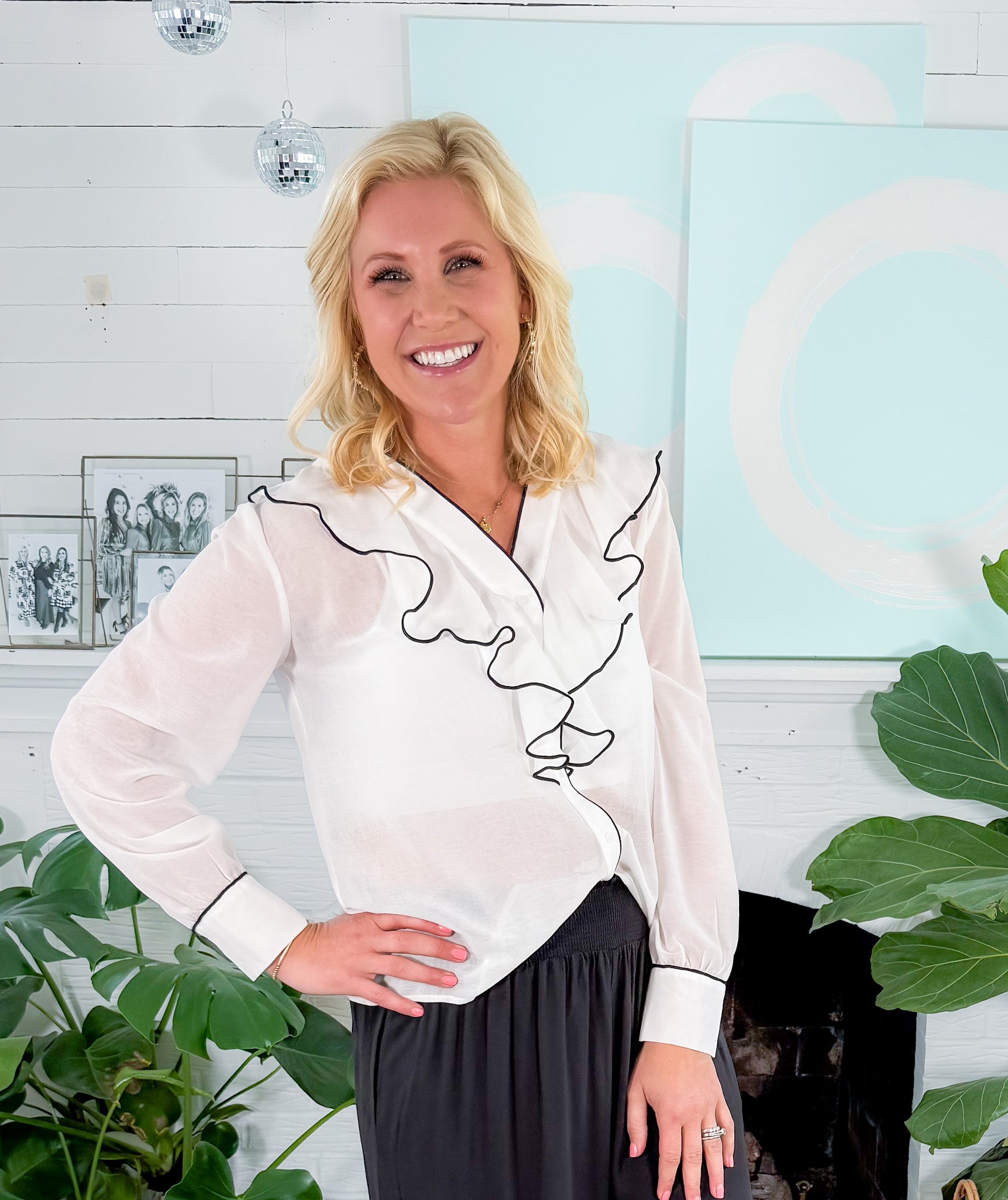Rita Black + White Ruffle Top Lucy Pairs