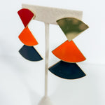 Rita Navy + Orange Stacked Triangle Earrings Mary Square