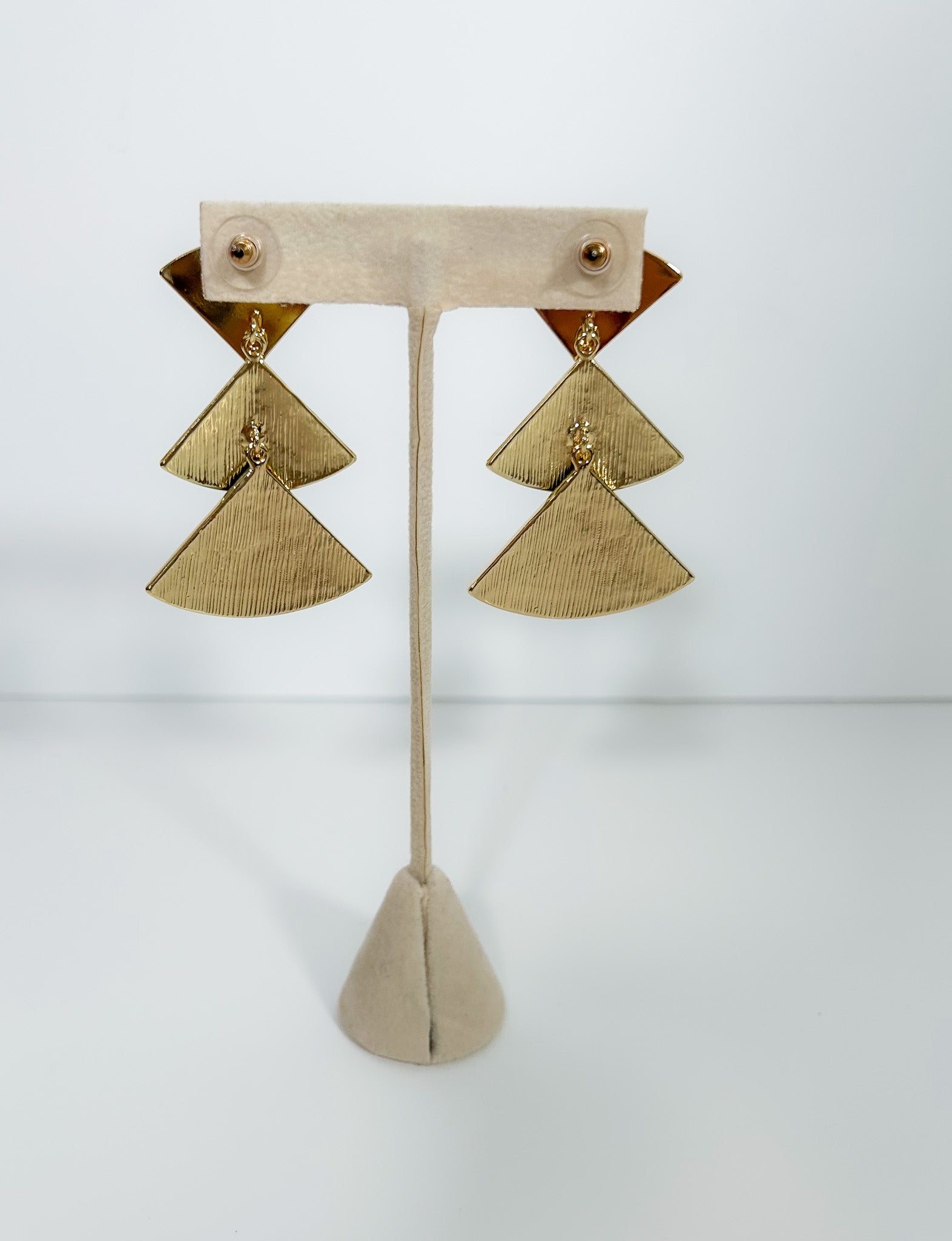Rita Navy + Orange Stacked Triangle Earrings Mary Square