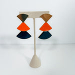 Rita Navy + Orange Stacked Triangle Earrings Mary Square