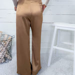 Robbie Molten Taupe Gold Textured Satin Pant Lucy Paris
