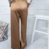 Robbie Molten Taupe Gold Textured Satin Pant Lucy Paris
