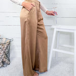 Robbie Molten Taupe Gold Textured Satin Pant Lucy Paris