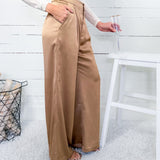 Robbie Molten Taupe Gold Textured Satin Pant Lucy Paris
