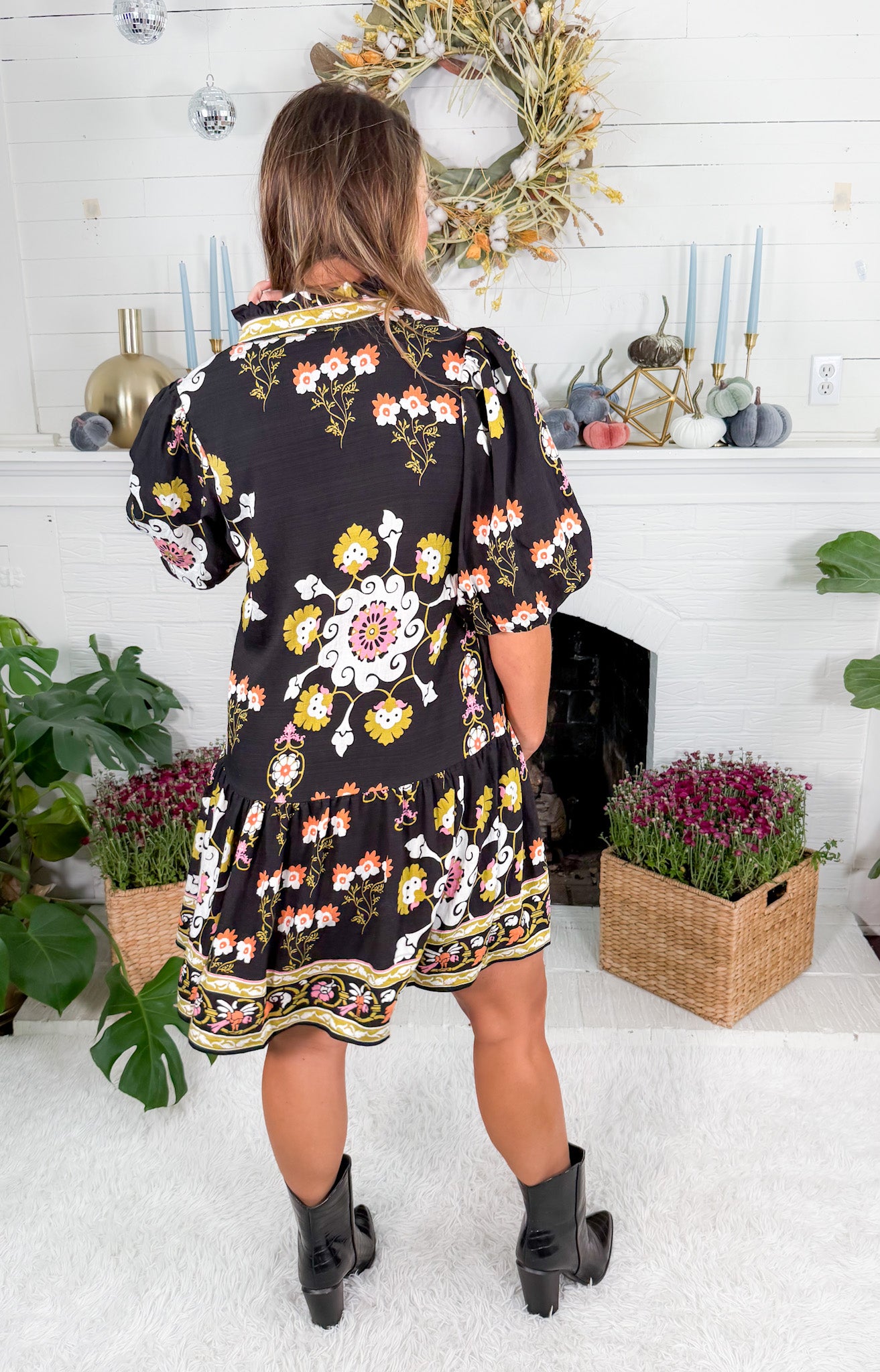 Rockport Black Floral Mini Dress THML