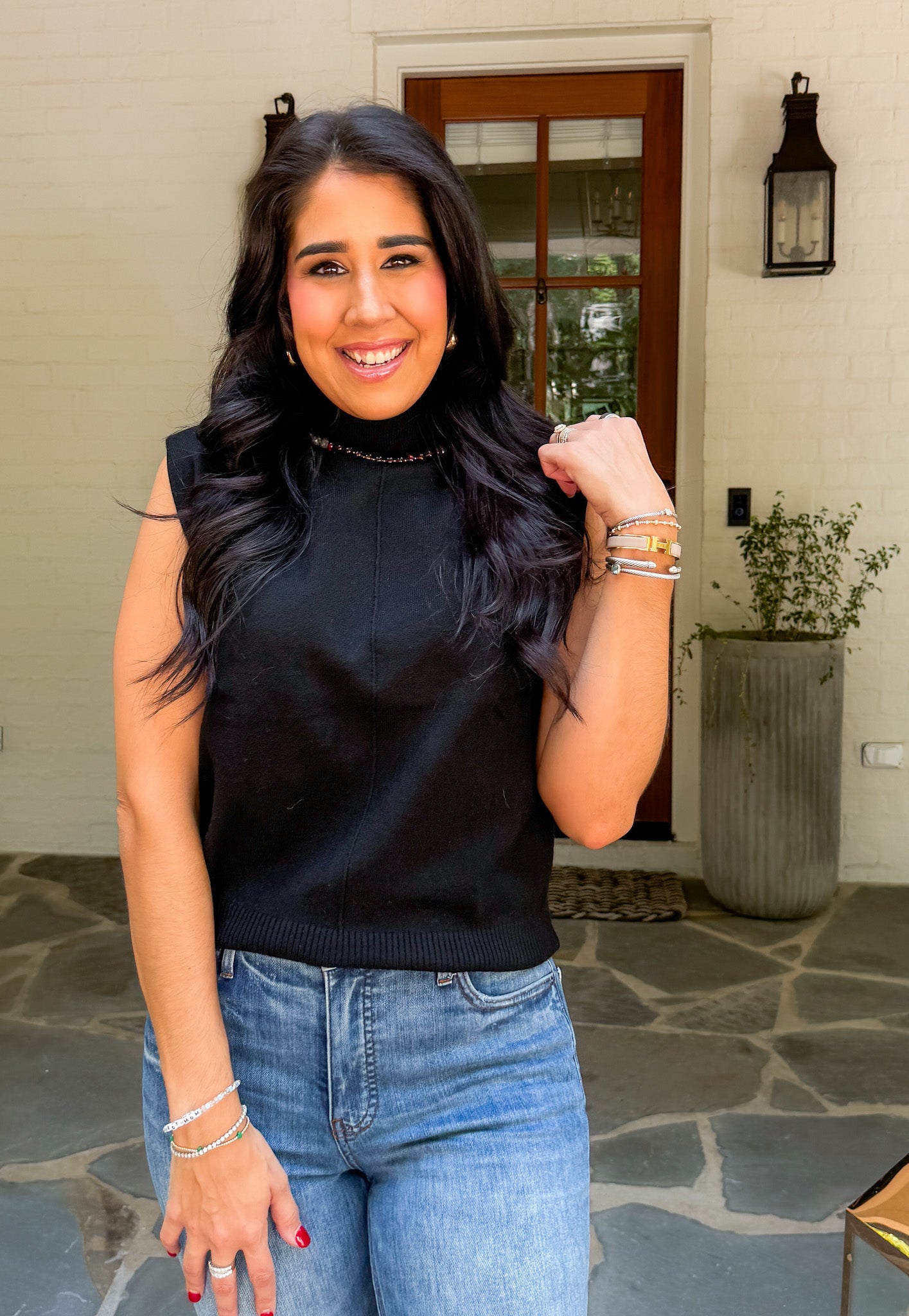 Rooks Black Sleeveless Mock Turtleneck Sweater Elan 