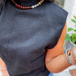 Rooks Black Sleeveless Mock Turtleneck Sweater Elan 