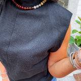 Rooks Black Sleeveless Mock Turtleneck Sweater Elan 