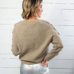 Rory Latte Button Lattice Sleeve Sweater Molly Bracken