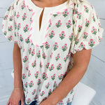 Rose Cream + Pink Floral Top GIGIO