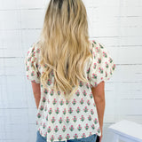 Rose Cream + Pink Floral Top GIGIO