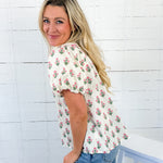 Rose Cream + Pink Floral Top GIGIO