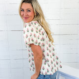 Rose Cream + Pink Floral Top GIGIO