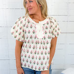 Rose Cream + Pink Floral Top GIGIO