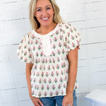 Rose Cream + Pink Floral Top GIGIO