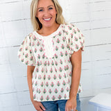 Rose Cream + Pink Floral Top GIGIO