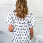 Rose White + Blue Floral Top GIGIO
