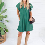 Ross Pine Ruffle Neck Mini Dress Pinch