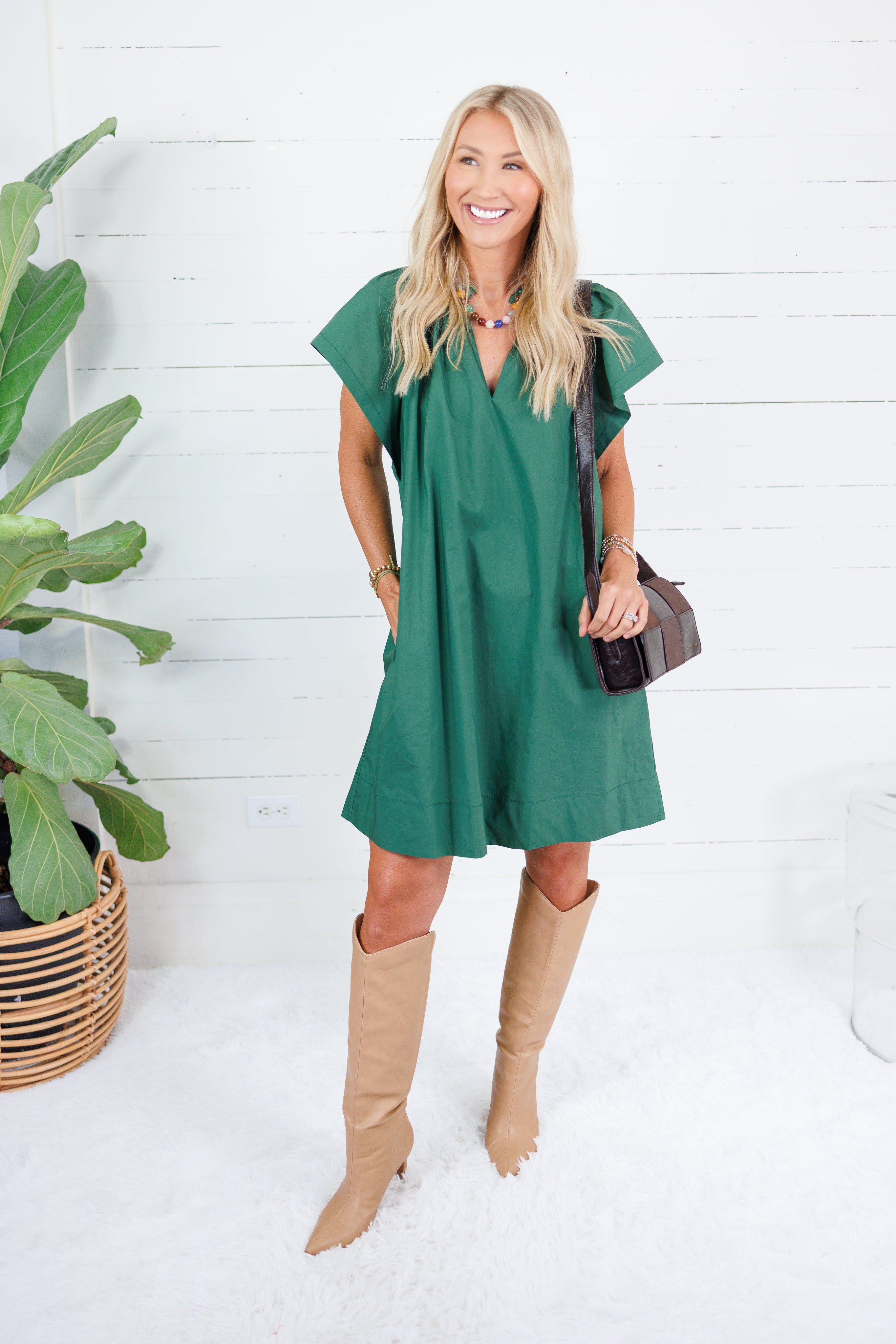 Ross Pine Ruffle Neck Mini Dress Pinch