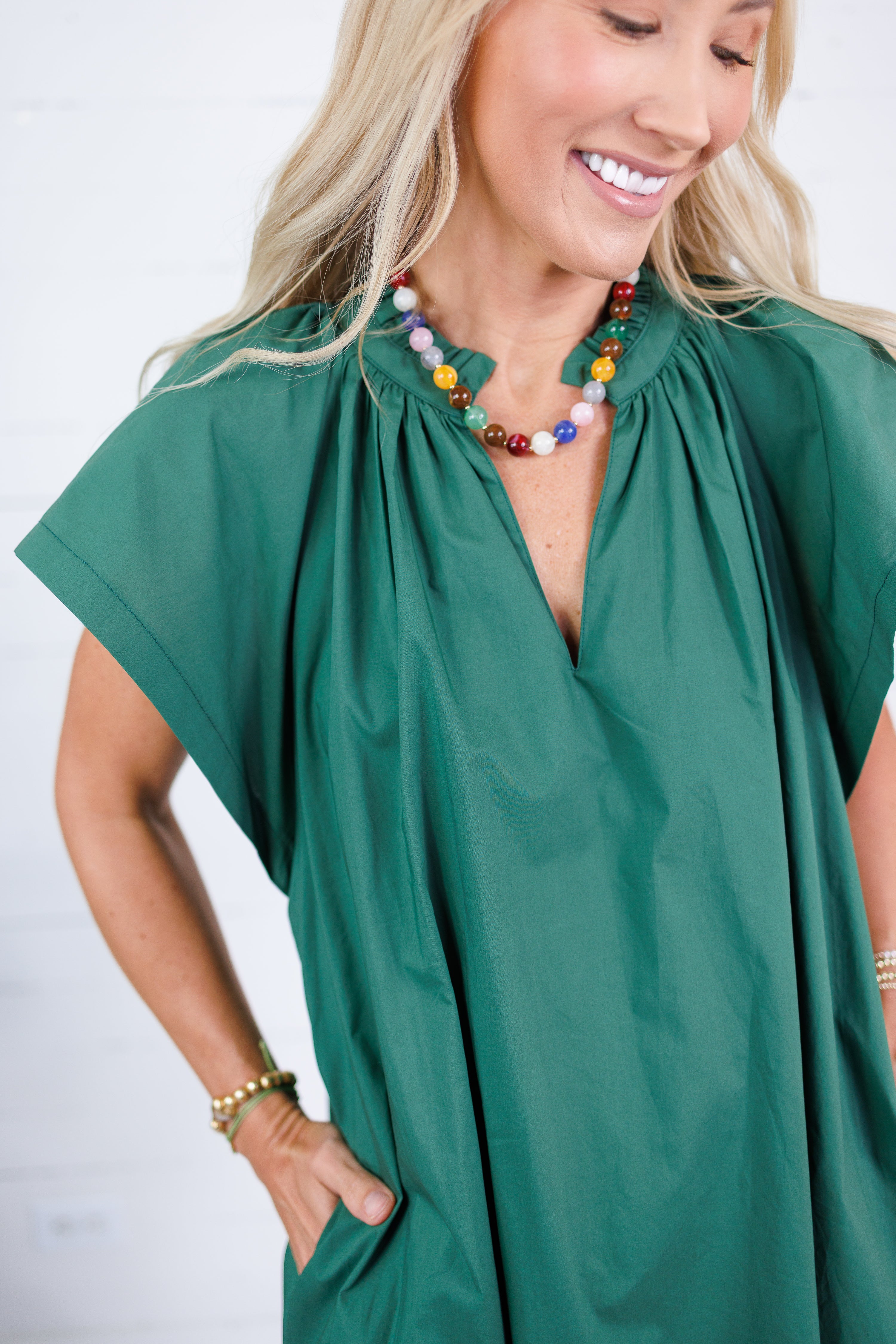 Ross Pine Ruffle Neck Mini Dress Pinch