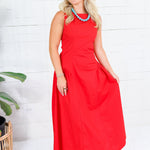 Ruby Sleeveless Poplin Fit & Flare Maxi Dress Lalavon 
