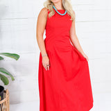 Ruby Sleeveless Poplin Fit & Flare Maxi Dress Lalavon 