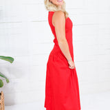 Ruby Sleeveless Poplin Fit & Flare Maxi Dress Lalavon 
