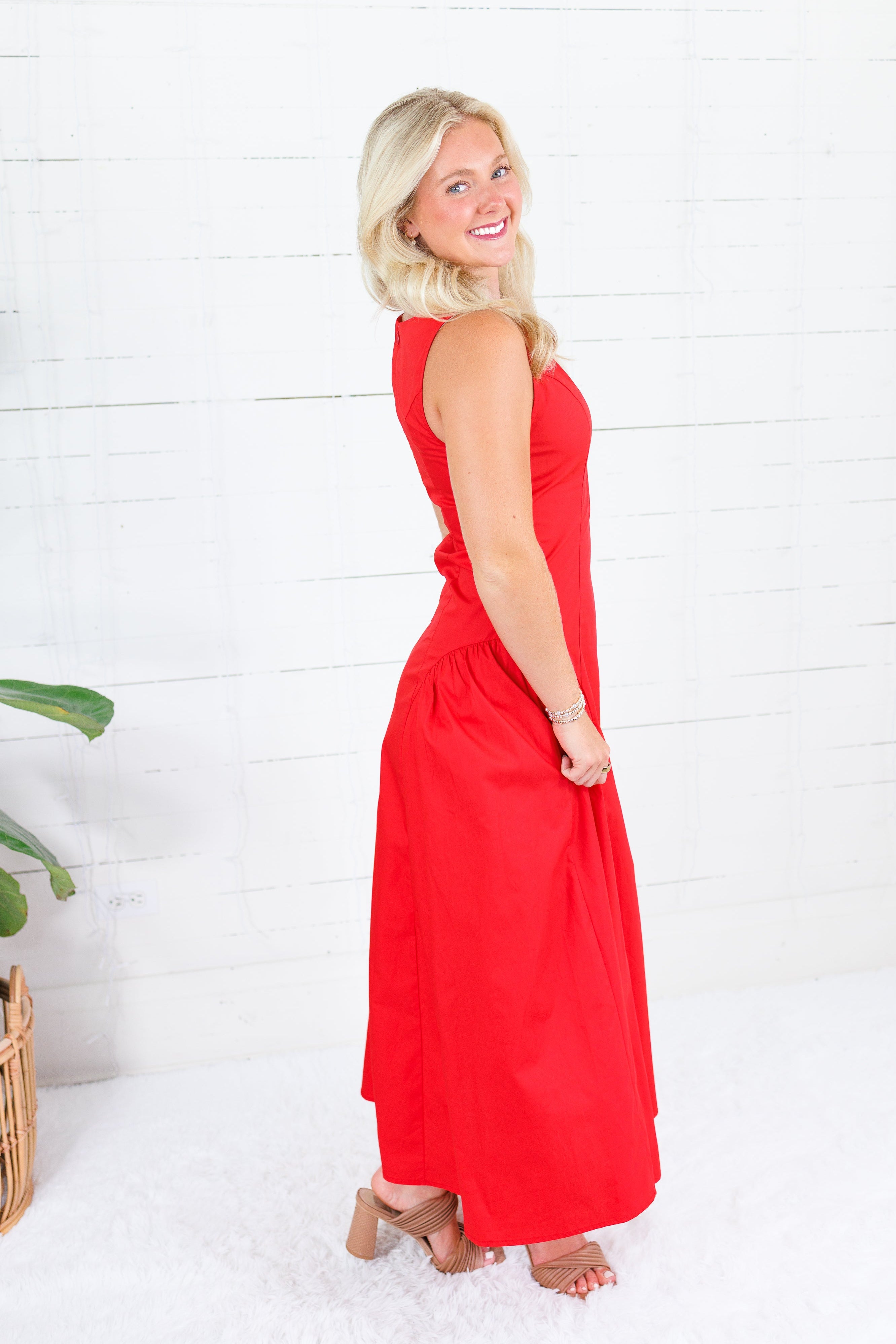 Ruby Sleeveless Poplin Fit & Flare Maxi Dress Lalavon 