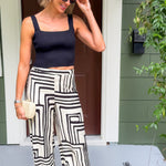 Rue Black + Cream Geometric Pants Lucy Paris 