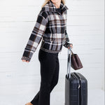 Rue Chocolate Plaid Zip Up Sweater Jacket Kut