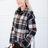 Rue Chocolate Plaid Zip Up Sweater Jacket Kut