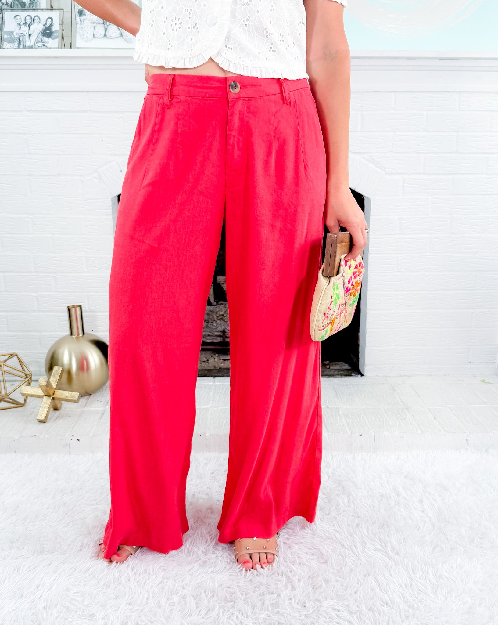 Ryan Watermelon High Rise Wide Leg Pleated Pants KUT