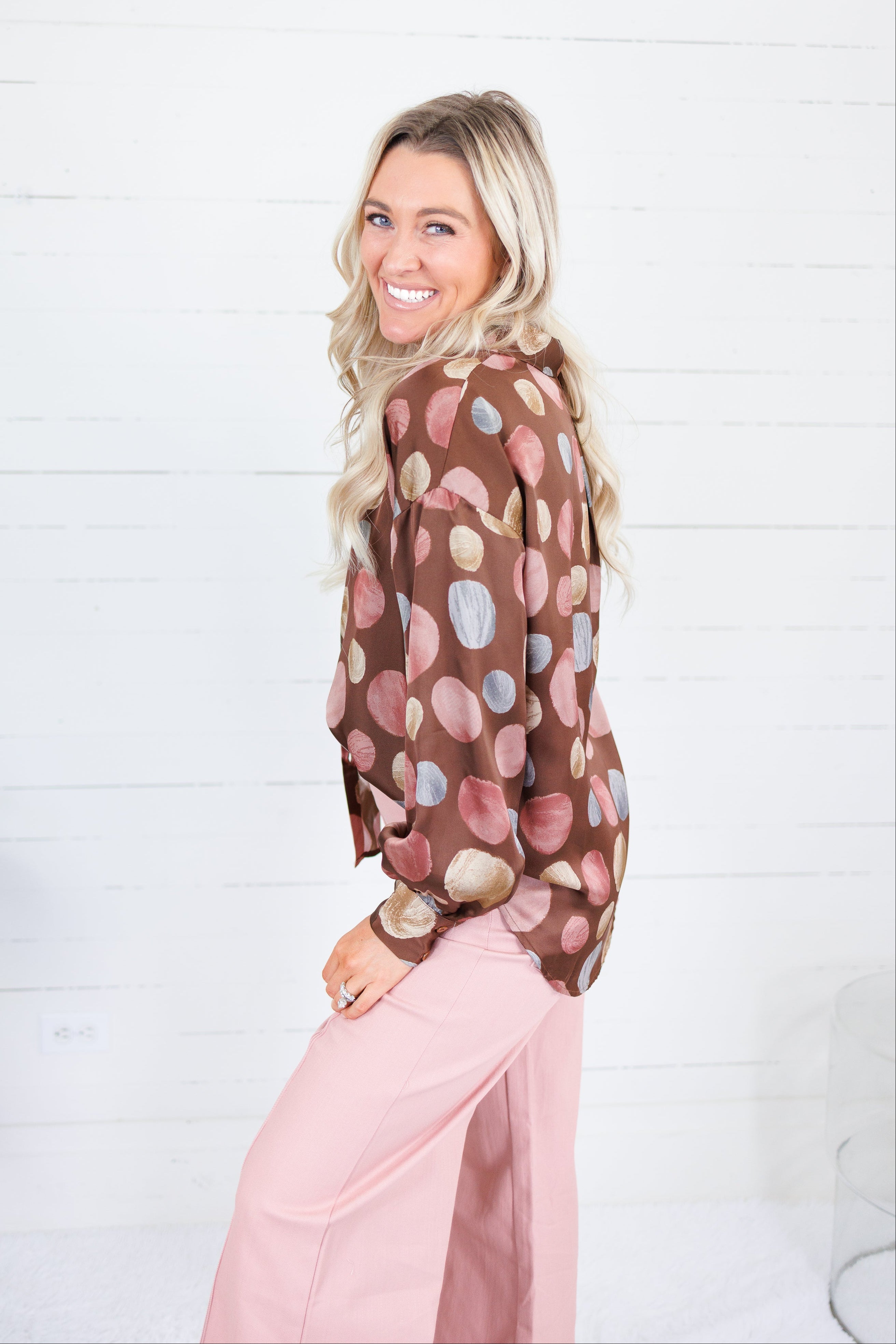Ryan Brown Multi Dots Silky Top Fate