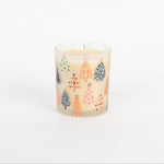Candle with Christmas tree design on a white background