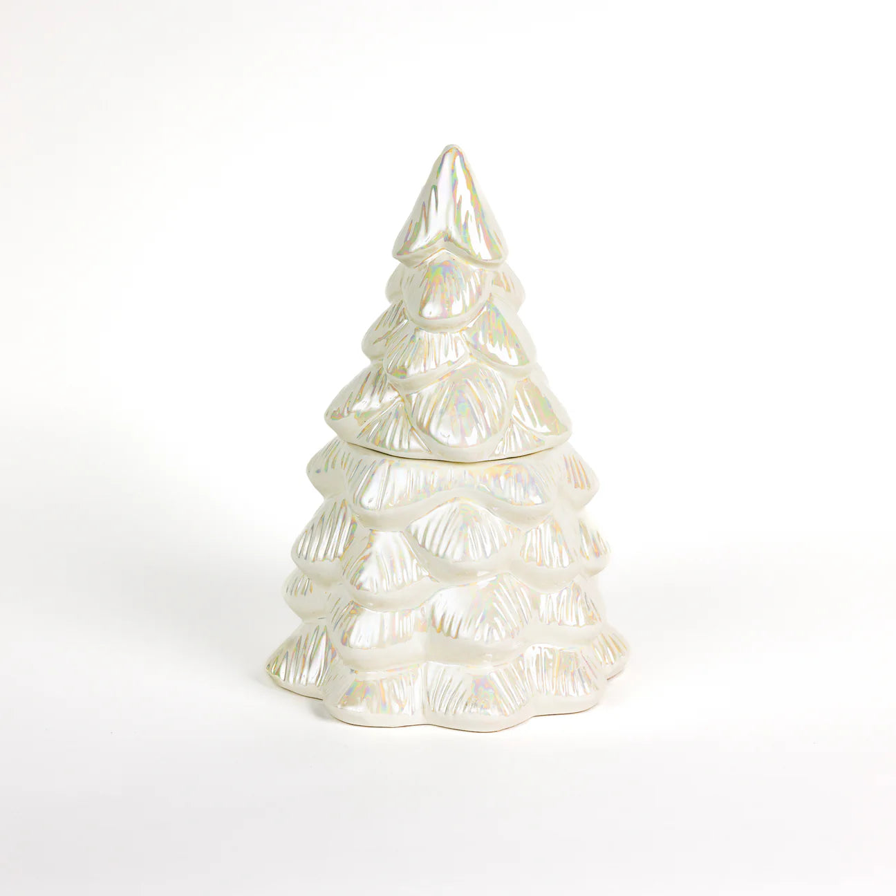 Decorative glass Christmas tree on a white background