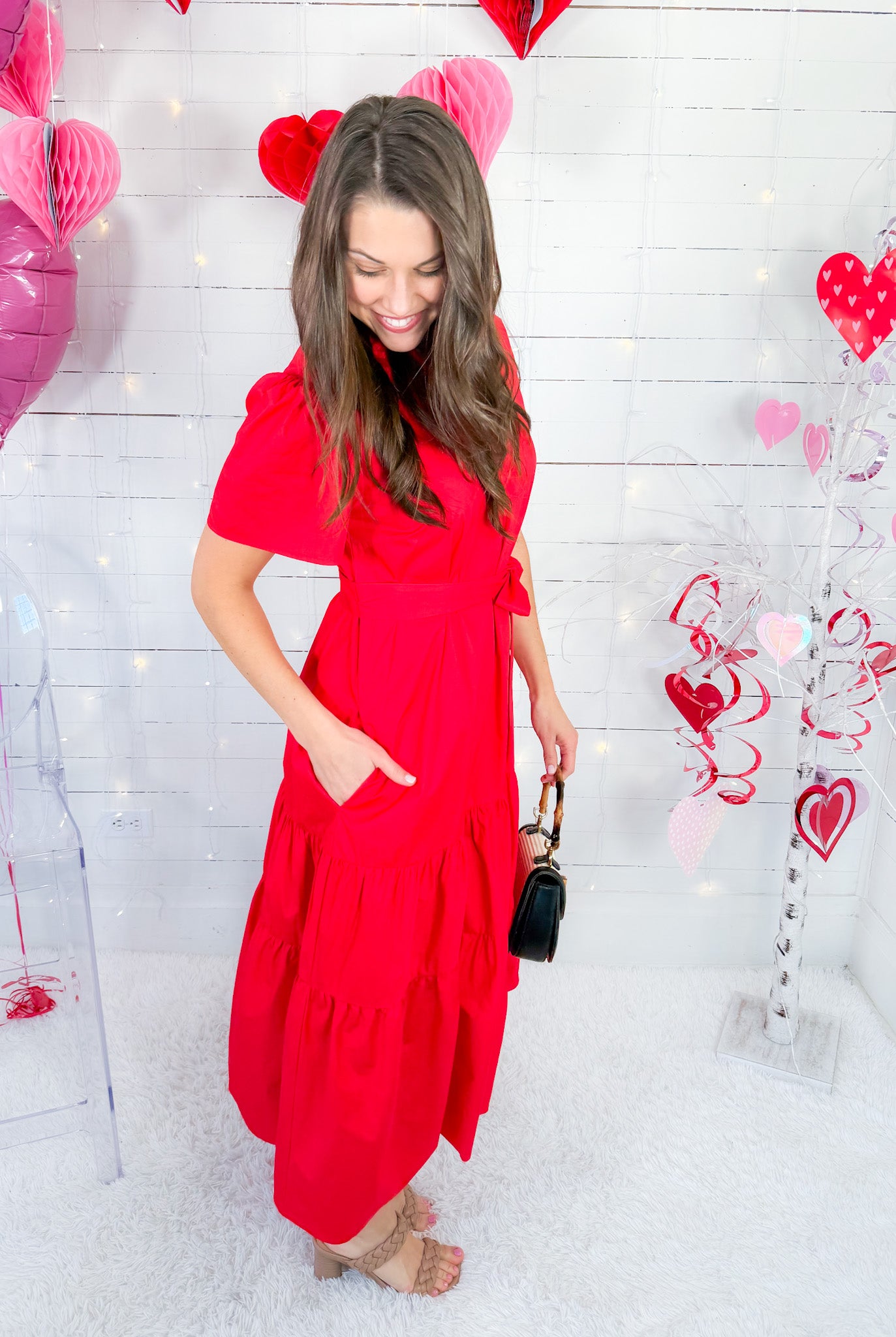 Sadie Poplin Red Maxi Dress