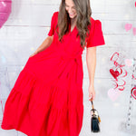 Sadie Poplin Red Maxi Dress