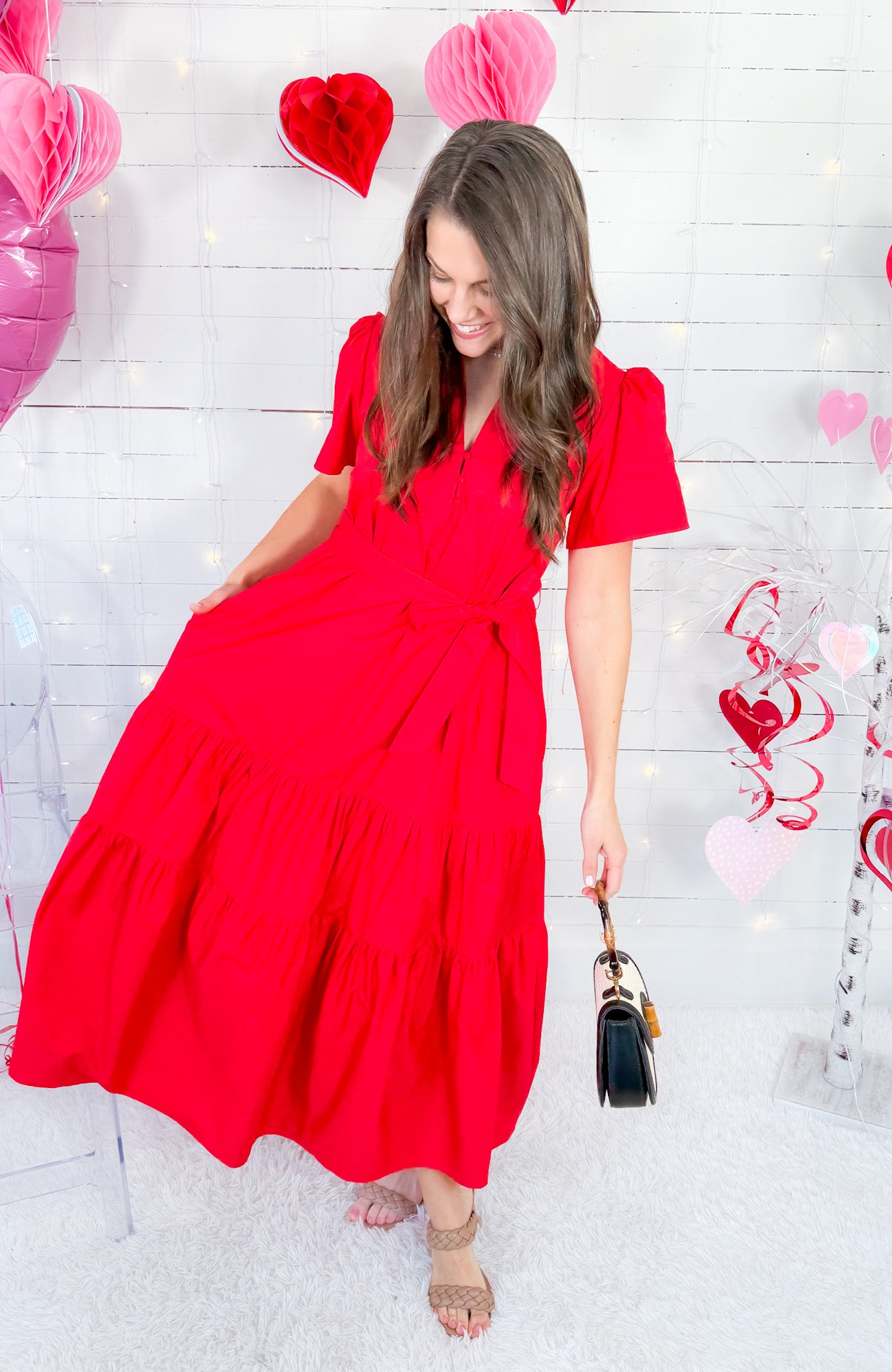 Sadie Poplin Red Maxi Dress