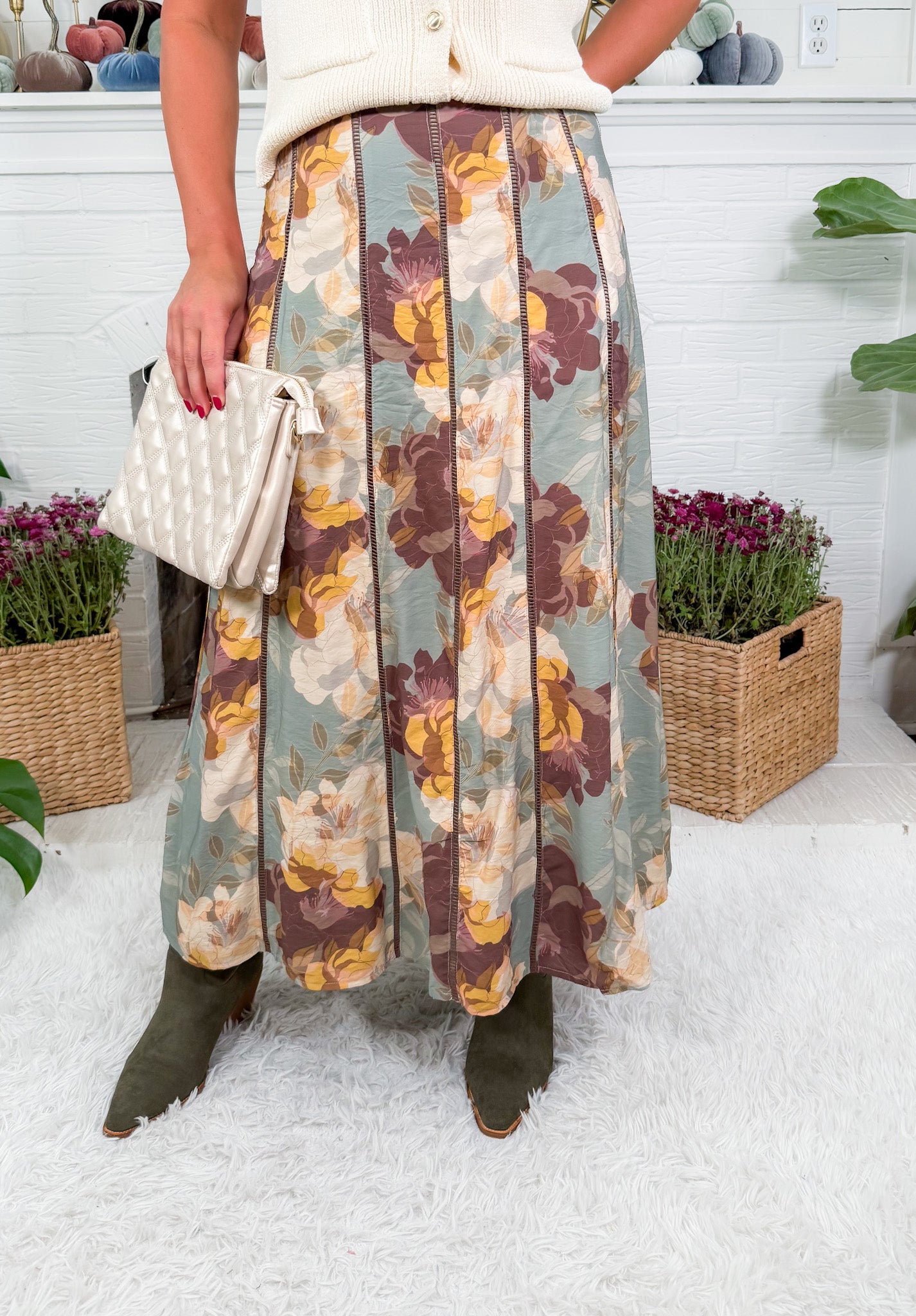 Sage Panel + Entredeaux Maxi Skirt TCEC