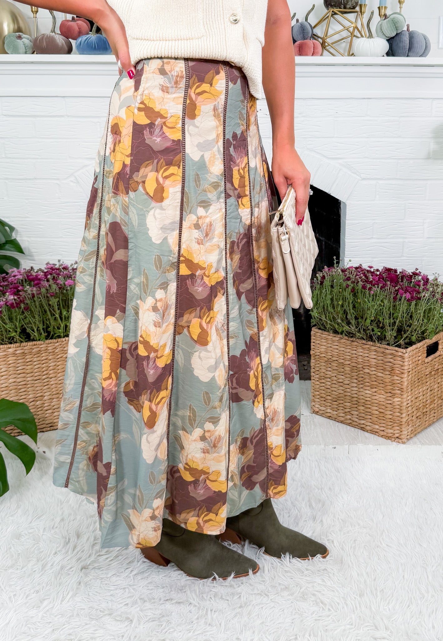 Sage Panel + Entredeaux Maxi Skirt TCEC