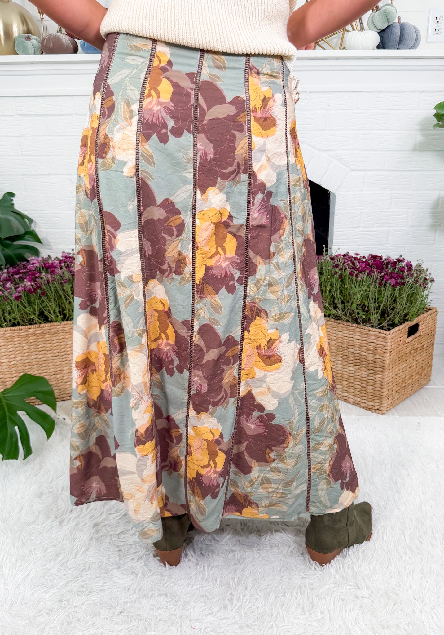 Sage Panel + Entredeaux Maxi Skirt TCEC