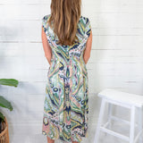 Sal Navy + Mint Cap Sleeve Midi Dress GIGIO