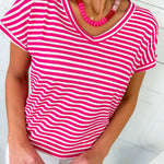 Sally Hot Pink Striped Tee Staccato