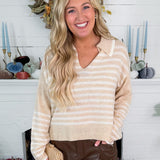 Samantha Oatmeal Striped Sweater Pinch