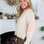 Samantha Oatmeal Striped Sweater Pinch