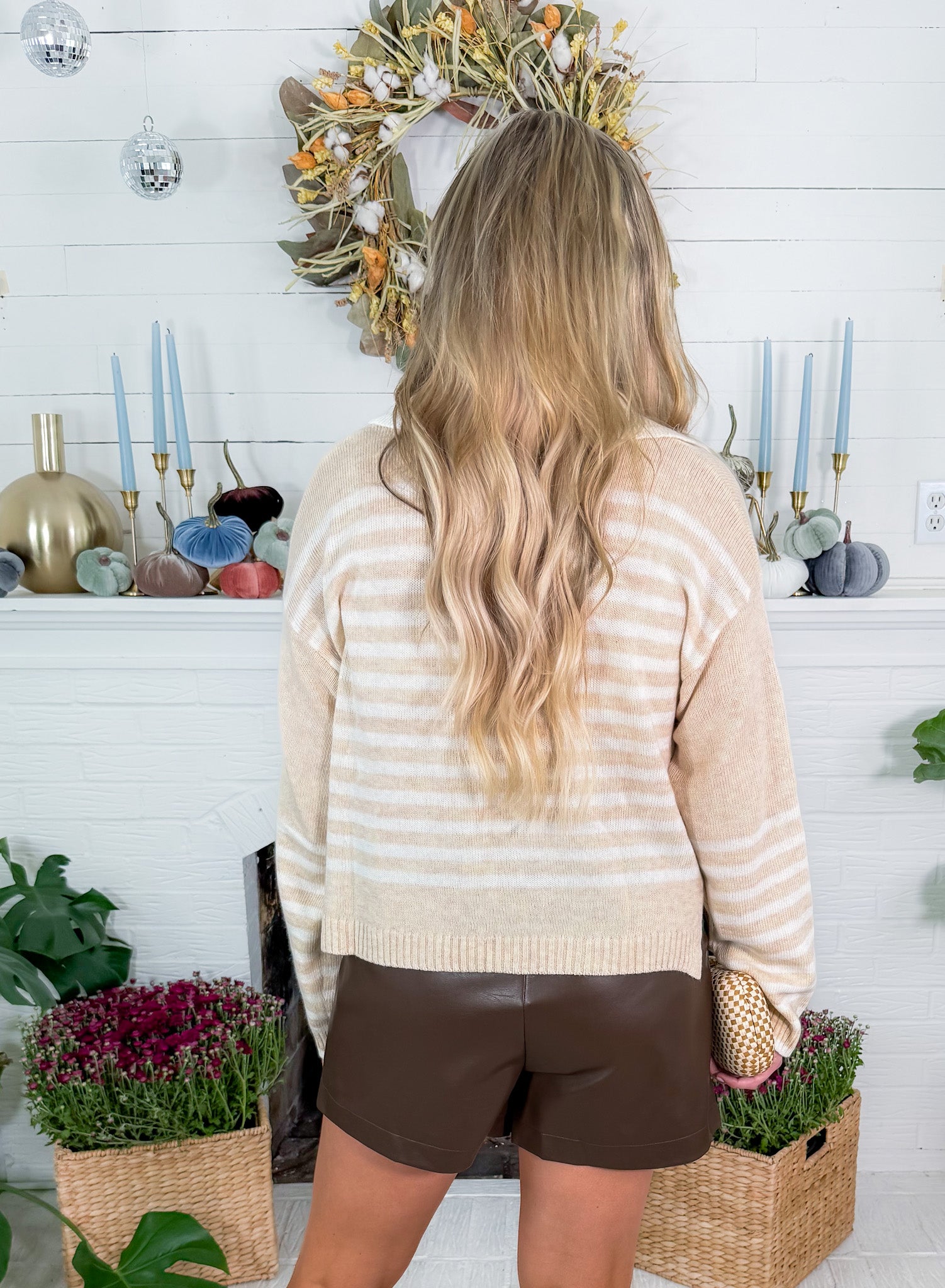 Samantha Oatmeal Striped Sweater Pinch