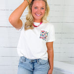 Samford White Embroidered Pocket Tee Pinch