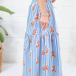 Sammy Floral Stripe Smocked Tier Maxi Skirt Karlie