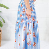 Sammy Floral Stripe Smocked Tier Maxi Skirt Karlie